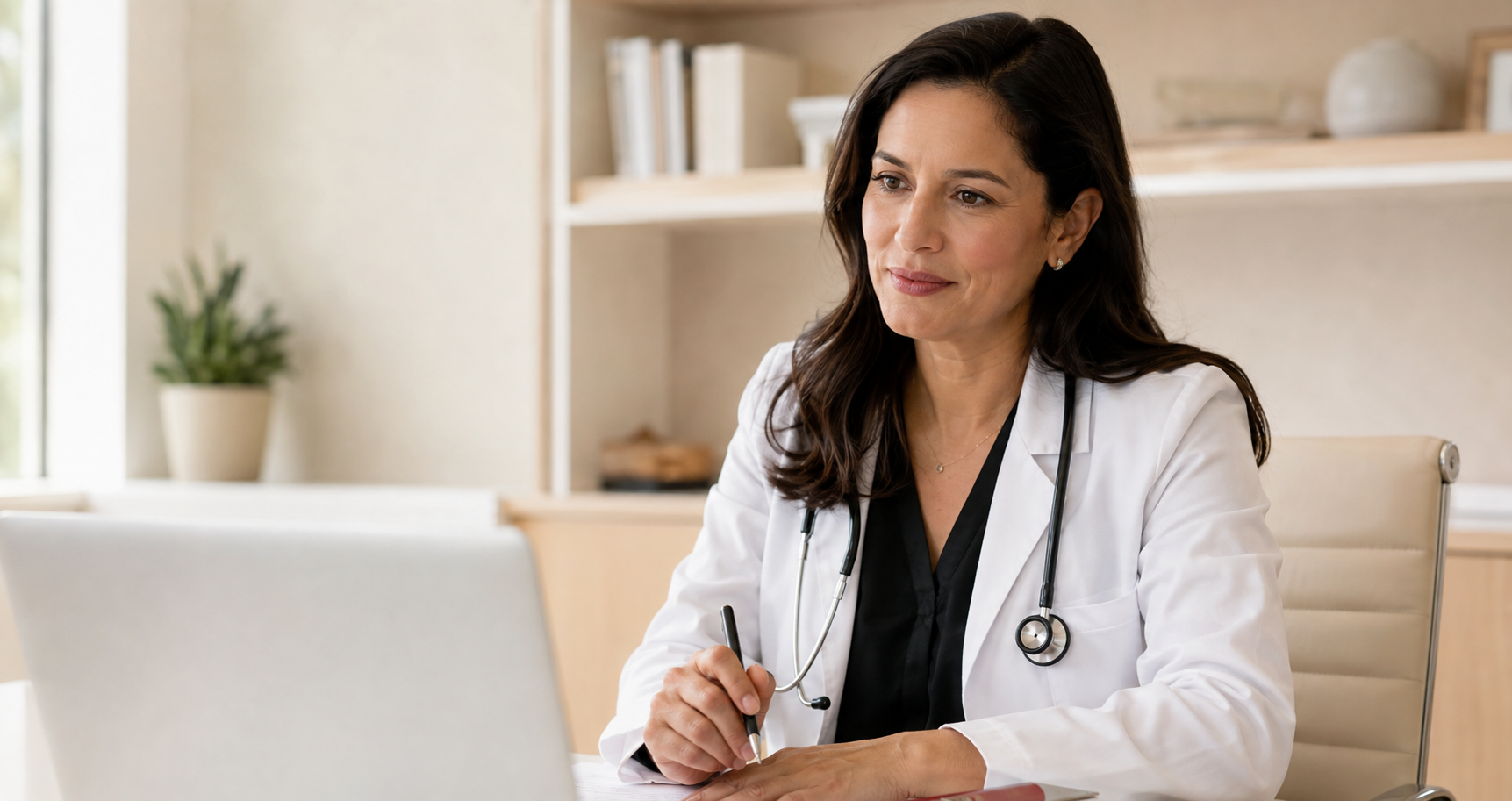 Clinician providing attentive virtual care